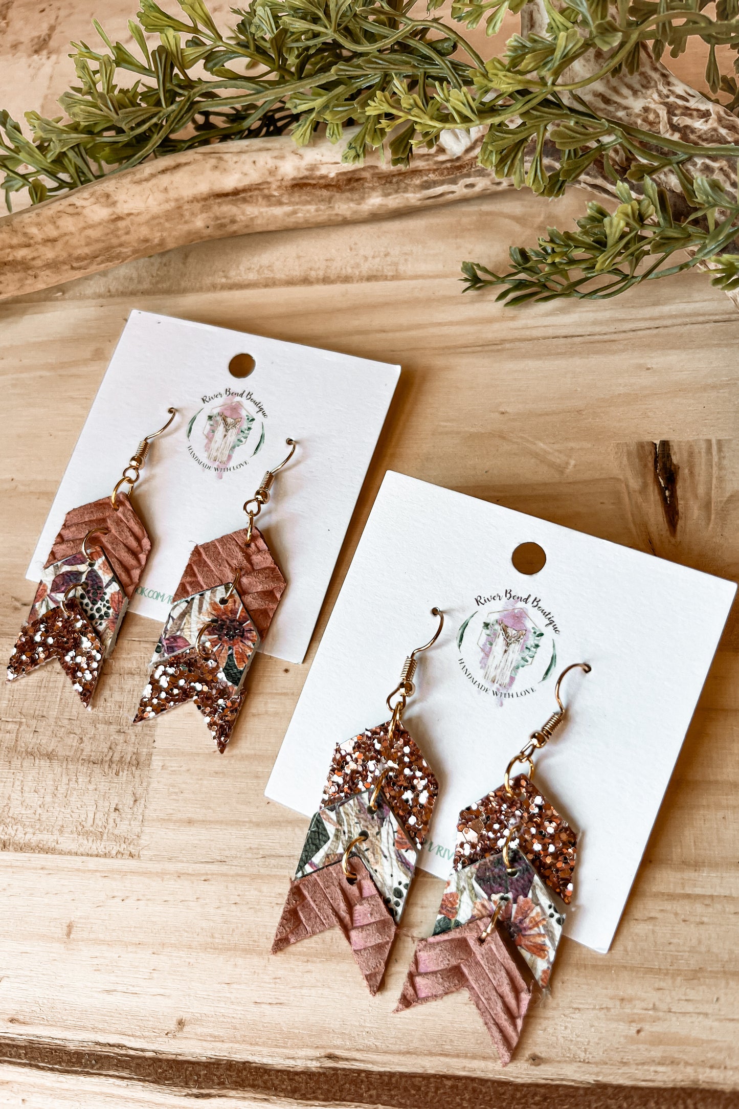 Boho Pink Floral Sparkle Chevrons