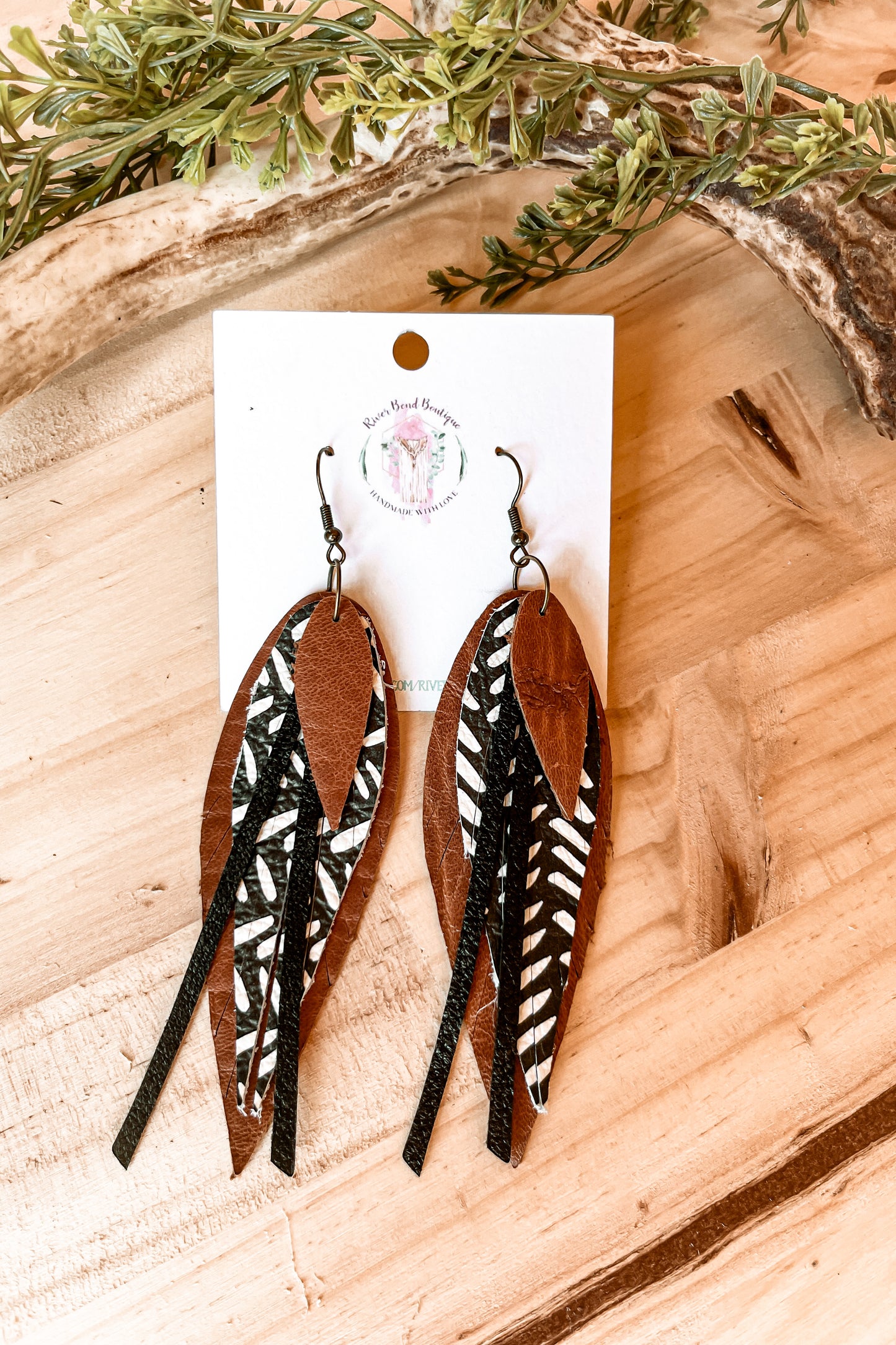 Boho Herringbone Feather Drops