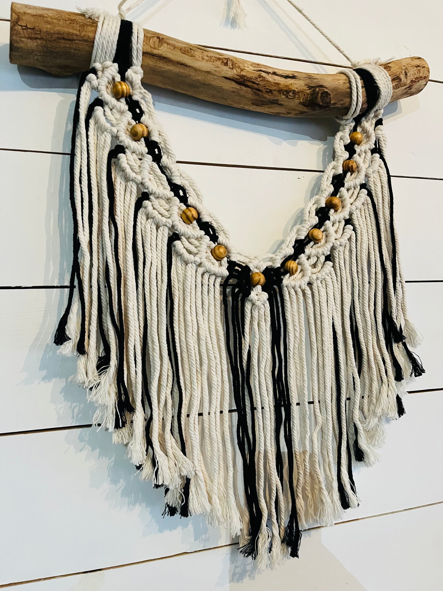 Black and White Beaded Macrame