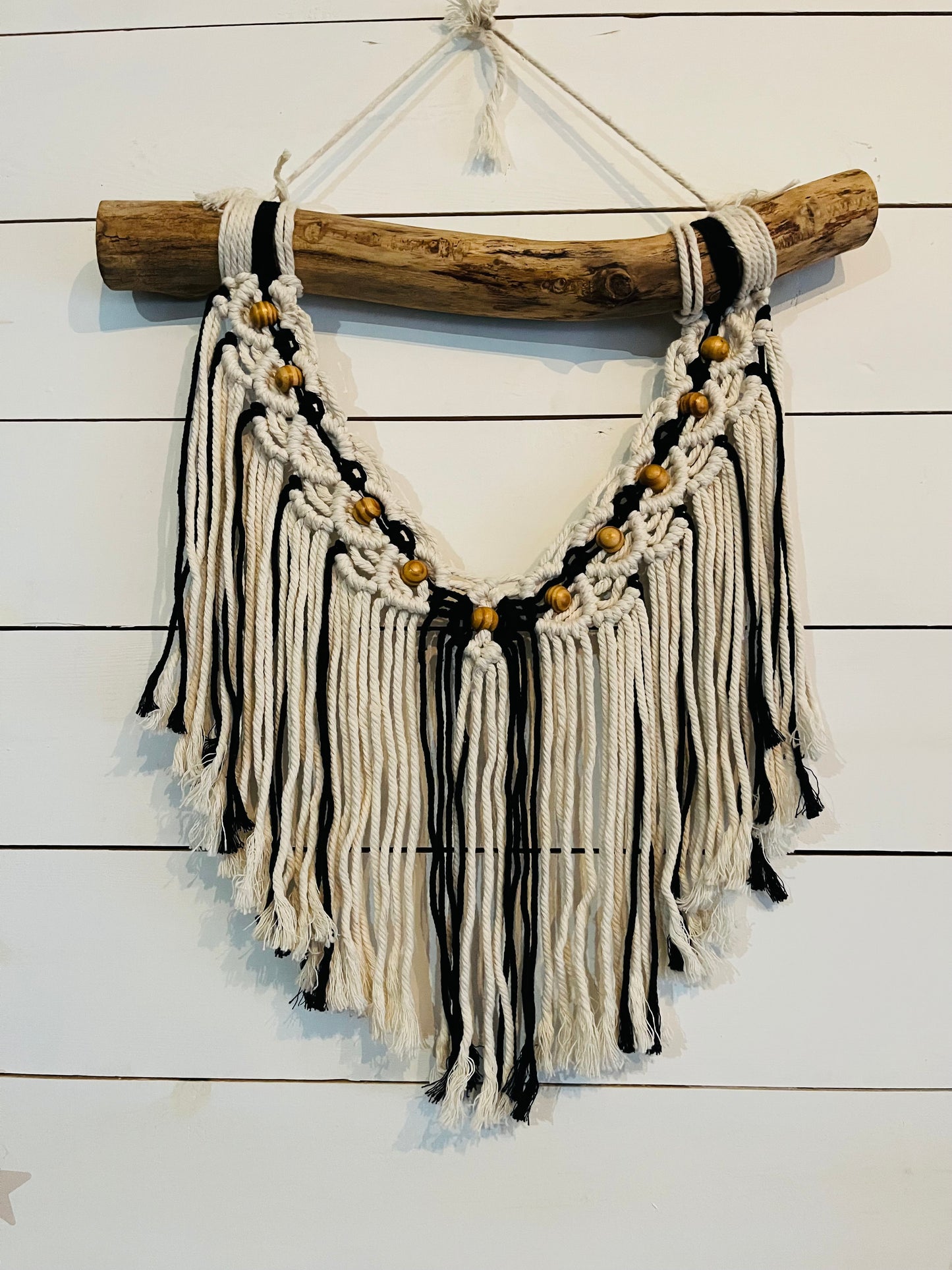 Black and White Beaded Macrame