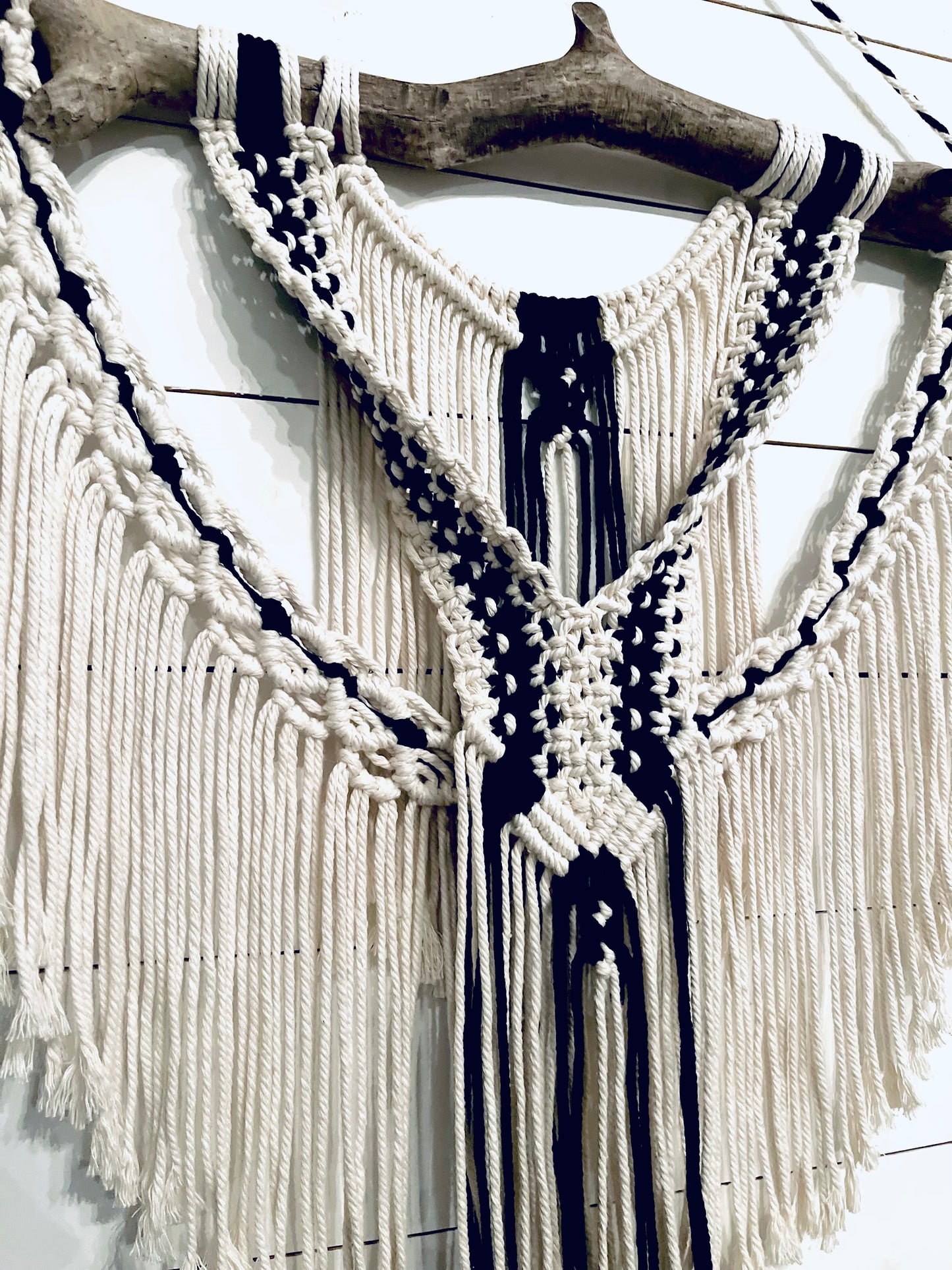 Black and White Macrame wall hanging