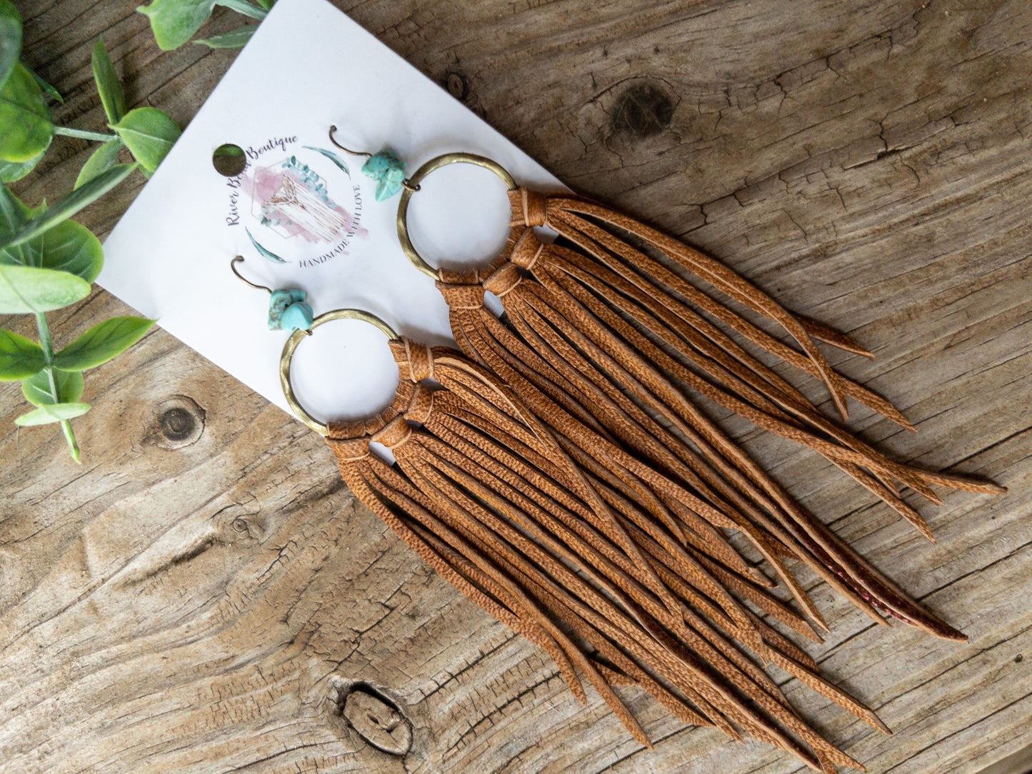 Saddle Tan adorned Turquoise Fringe