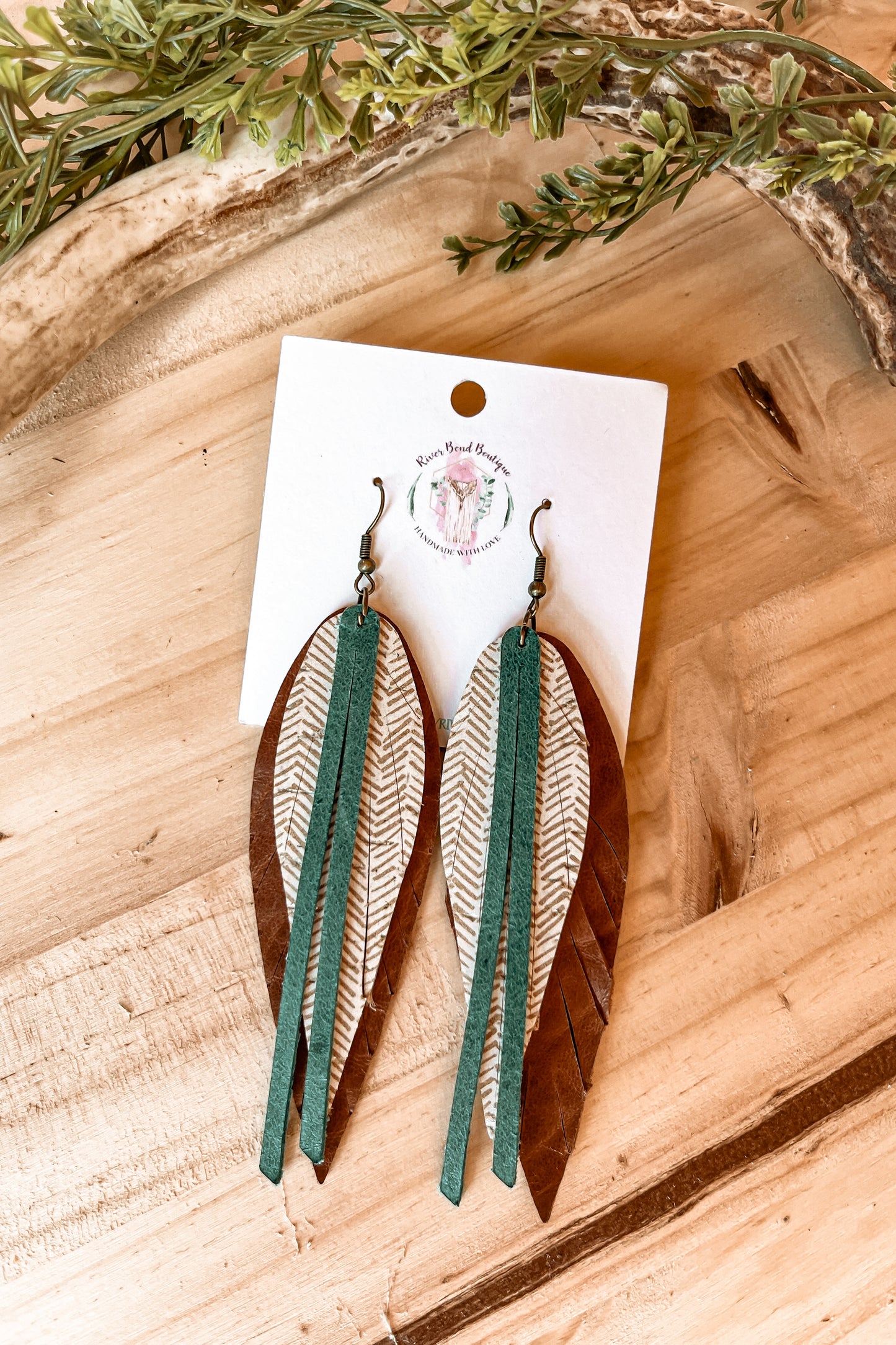 Boho Mustard feather drops