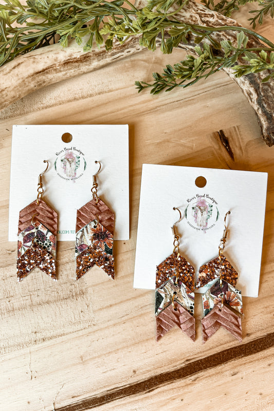 Boho Pink Floral Sparkle Chevrons