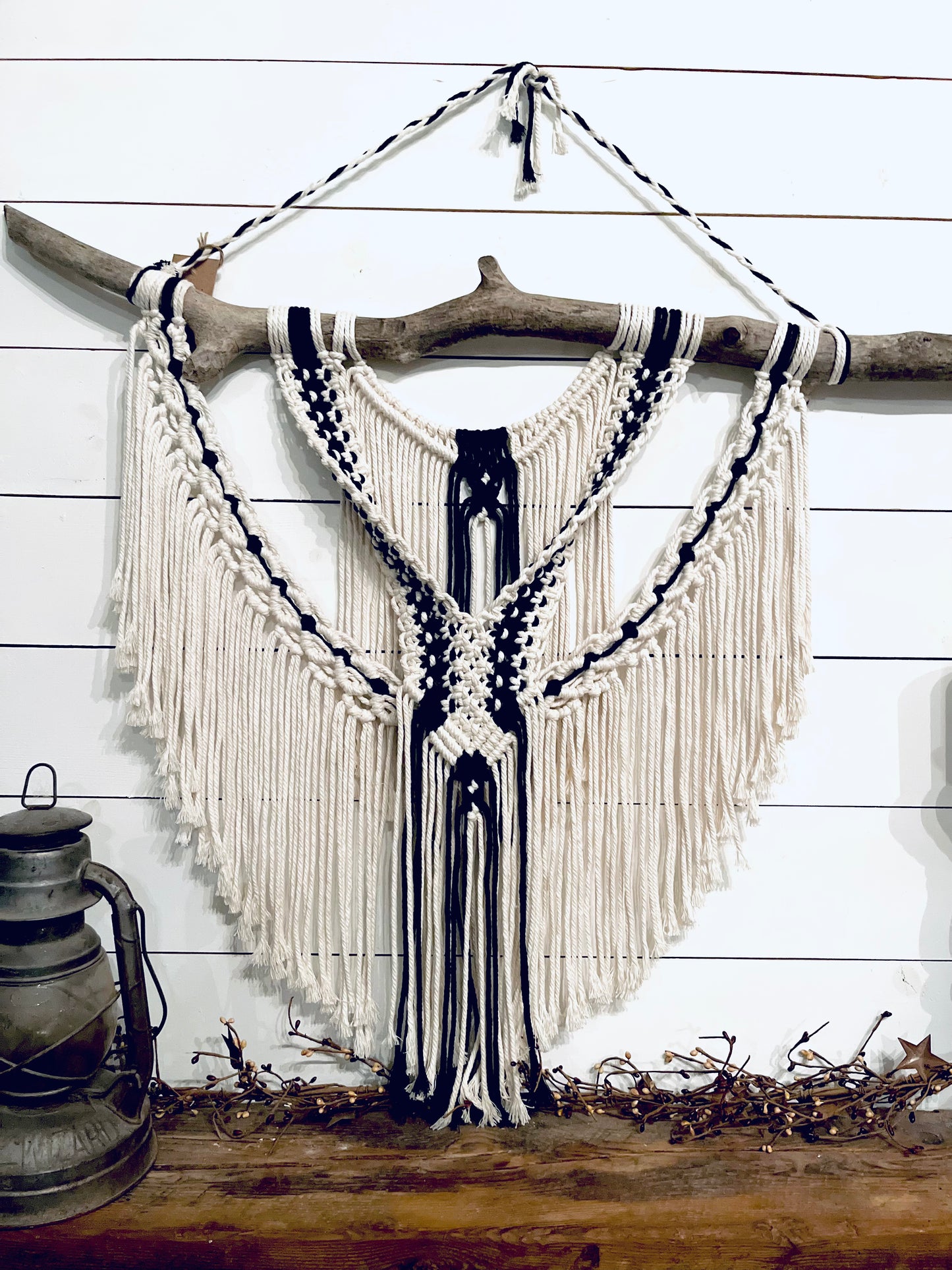 Black and White Macrame wall hanging